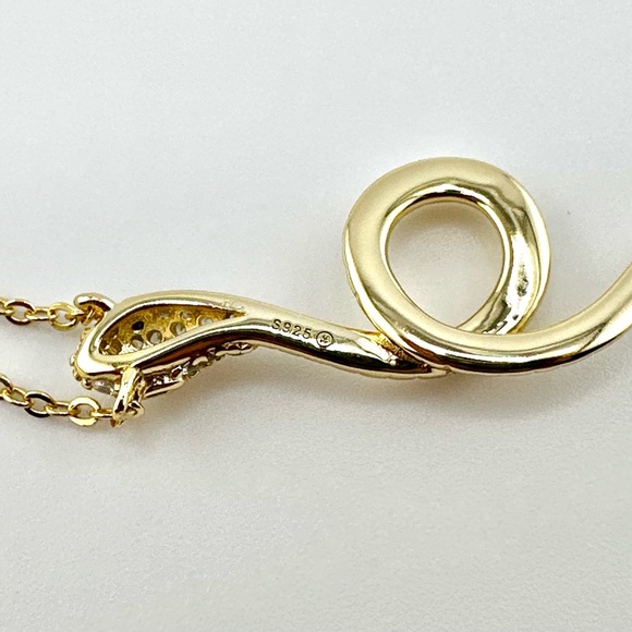 18K Gold Plated over 925 Solid Sterling Silver Snake Pendant Necklace - Picture 8 of 11